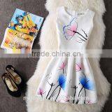 Blue Pink Dandelion Rosy r Women Printed A Line Dress/sym Rose Multi Design Sleeveless A Line Dress Skirt