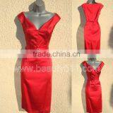 NWT 40s/50s WW2 Red Satin Wiggle Pencil Dress GP003 thumbnail-1