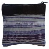 Indian Clutch Kantha Wallet Vintage Cotton And Leather Kantha Purse