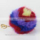 Wholesale Customized Colorsul Fluffy Faux Fur Pom Poms Ball Keychain Pom Pom Ball Pendant for Woman Cellphone/handbag/hats/Car thumbnail-4