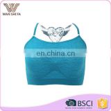 Wholesale blue modern back design soft ladies push-up bra sets camisole
