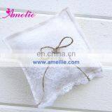 AR6802 White Cotton Flax Ring Pillow With Lace Wedding thumbnail-1