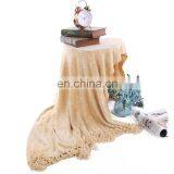Bright Light Yellow Acrylic Throw Blanket Jacquard Knitted Blanket For Chair thumbnail-3