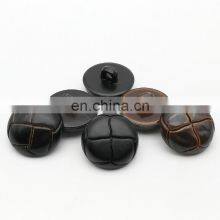 Football Shape Plastic Painting Fake Brown Sewing Loop Faux Imitation Leather Shank Button