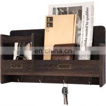 Nordic Porch Wooden Old Key Rack Wall Mount Rack Solid Wood Wall Storage Shelf Book Letter Rack