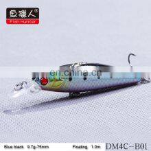 Fish Hunter DM4C Minnow 75MM/9.7G/1M Fishing Bait Lure Hooks Artificial Hard Minnow Fishing Lures thumbnail-3