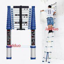 Single Blue Telescopic Ladder With Anti-slip Cushion