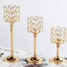 Wedding Decoration Metal Candlesticks Silver Gold Stem Crystal Candle Holders Set Of 3 For Family Hotel Hochzeits Dekoration thumbnail-2