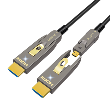8K HDMI2.1 Fiber Optic Cable-Detachable-Latching-LED Indication,DM-Angled DM,48Gbps 4K/120Hz