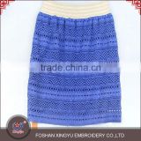 OEM custom shape soft blue knit lace crochet latest fashion short maxi skirt in stock