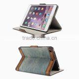 Cowboy Design Jeans/Denim Fabric With Brush-Off Leather Trimming Tablet Case For IPad Air2 OEM/ODM thumbnail-4