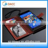 Crazy Horse stand leather wallet case for SONY Z4 with Photo frame and credit card slot