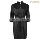 Long Satin Dressing Gown - Black