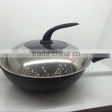 Wholesale Aluminum Forged/pressed Non-stick Wok Pan With Stainless Steel Lid thumbnail-1