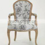 French /European Style Square Back Solid OAK Flower Fabric Arm Chair/Ding Chair/Living Leisure Chair(CH-859-Oak) thumbnail-2