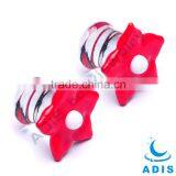 Cute Pretty Girls Red Flower Shape Tranparent Glass Ear Plugs thumbnail-1