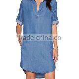 Half Sleeve Denim Summer Shirt Dress for Girls SYA15114 thumbnail-2