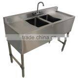 NSF Approval Stainless Steel TwoTubs Bar Sink With 3" Backsplash thumbnail-3