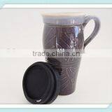 Coffee Travel Mug With Lid, Large Ceramic Commuter Mug With Handle, 24 oz Stoneware Coffee Mug thumbnail-1