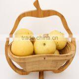 Large Flatware Pear Shaped Folding Bamboo Collapsing Wooden Hanging Bread Roll Basket thumbnail-5