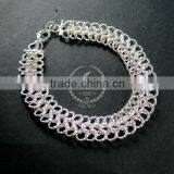 19cm Silver Plated Brass Faceted Circle Round Link Fashion DIY Bracelet Supplies 1900062 thumbnail-1