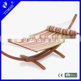 Delux Quilted Stripe Hammock With Wooden Stand