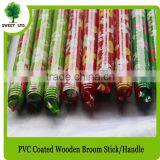 Cleaning Tools Mops Handle Colorful Fower Design Wood Broom Stick thumbnail-4