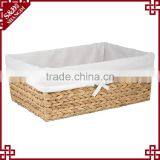 Water Hyacinth Woven Home Daily Goods Storage Basket With Liner thumbnail-3