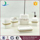 Ceramic Hotel Bathroom Sanitary Items With Golden Rhinestone thumbnail-1