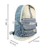 Grid Pattern School Backpack Cute for Girls With Bottons thumbnail-3
