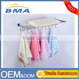Wall Mounted Stainless Steel Towel Rack With 6 Hooks Brush