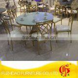 Stainless Steel Glass Top Metal Frame Table With Wedding thumbnail-4
