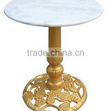 European Style Marble Top Golden Cast Iron Base Hotel Coffee Table thumbnail-1