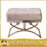 White Velvet Leisure Chair With Bent Rose Golden Stainless Steel Base thumbnail-5