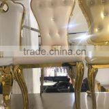 Luxury White Stitching PU Back Golden Wedding Chair thumbnail-2