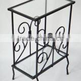 Decorative Occasional Magazine End Table Tempered Glass Top Metal Table thumbnail-4