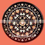 Antique Black Pietra Dura Marble Inlay Coffee Table Tops thumbnail-1