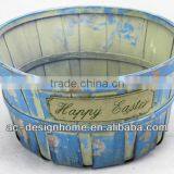 BLUE WASH ROUND HAPPY EASTER BAMBOO CHIP BASKET thumbnail-1