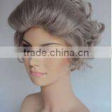 DELUXE GREY CURLY QUEEN ELIZABETH ROYAL OLD LADY GRANNY WIG thumbnail-2