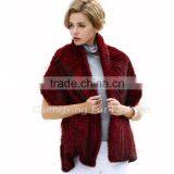 CX-B-M-46C Hot Sale Real Knitted Mink Fur Shawl For Fashion Girls With Factory Price thumbnail-1