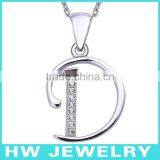 26 Letter Pendants 925 Silver Necklace D Letter Pendant Zircon thumbnail-1
