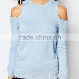 2016 Fashion Ladies Summer Crew Neck Cold Shoulder Sweatshirts thumbnail-3