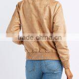 MGOO Custom Made Soft Faux Suede Bomber Jacket New Design Zippered Pockets Women's Leather Jackets thumbnail-2