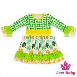 2017 New Design Spring Clothes Ruffle Long Bell Sleeve Frock Design Baby Girl Puffy Dress thumbnail-3