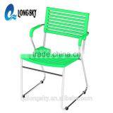 LS-4030F Fashion Design Stackable Metal Frame Plastic Chair With Arms thumbnail-4