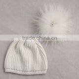 Myfur Kids Hat Pure White Genuine Fur Pom Pom Crochet Winter Knitting Hat thumbnail-5