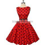 Summer Floral Print Retro Vintage 50s Polka Dot Casual Party Rockabilly Dress thumbnail-1