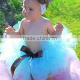 2015 Super Fluffy Purple With Turquoise Blue Kids Parth Birthday Pettiskirt Tutu thumbnail-1