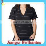 Unisex Pinstripe Jersey Short Sleeve V-Neck 2014 Fashion Cotton Stripe t Shirts thumbnail-1