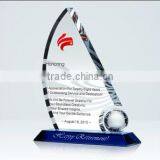 Crystal Sailboat Plaque Crystal Trophy Crystal Awards
